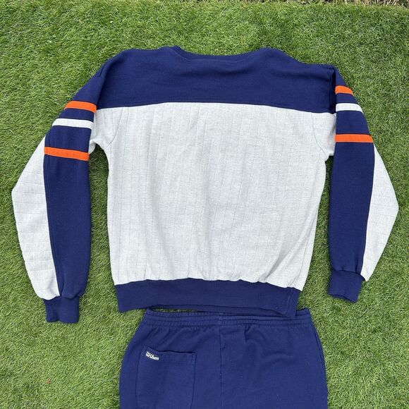Vintage 90s Wilson Tennis Button Sweatsuit Womens Medium Striped Preppy Blue - Picture 11 of 11